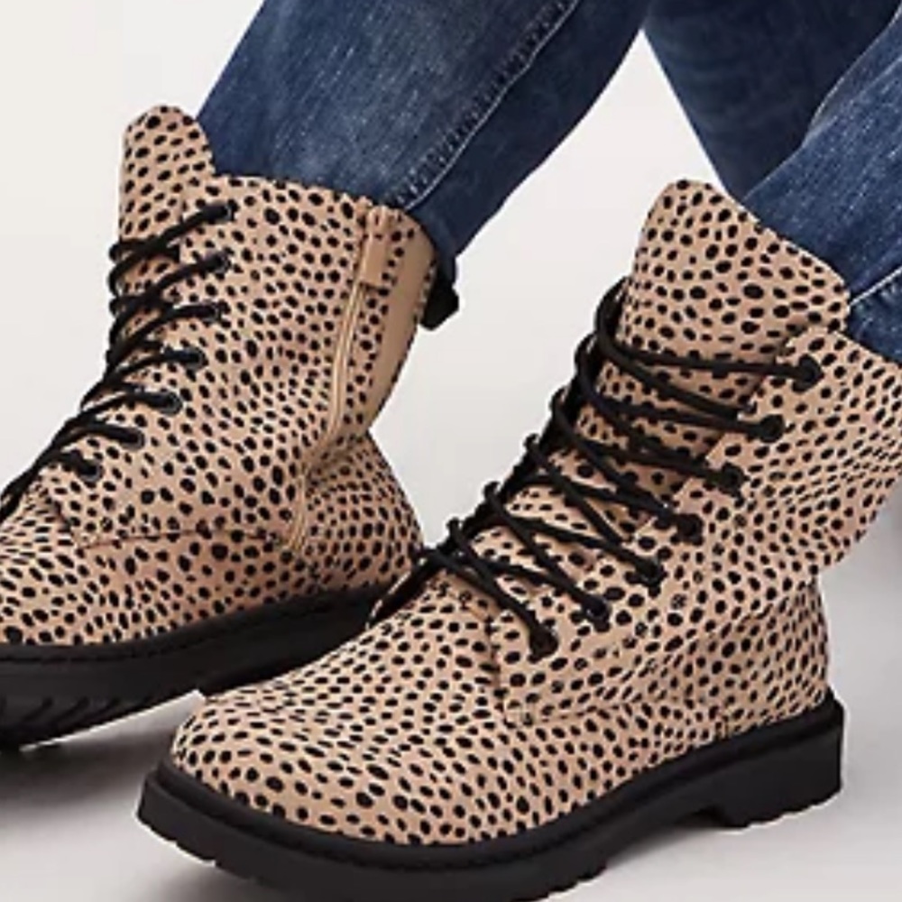 Stevie lace up combat boot size 9 wide width by Torrid faux leather animal print